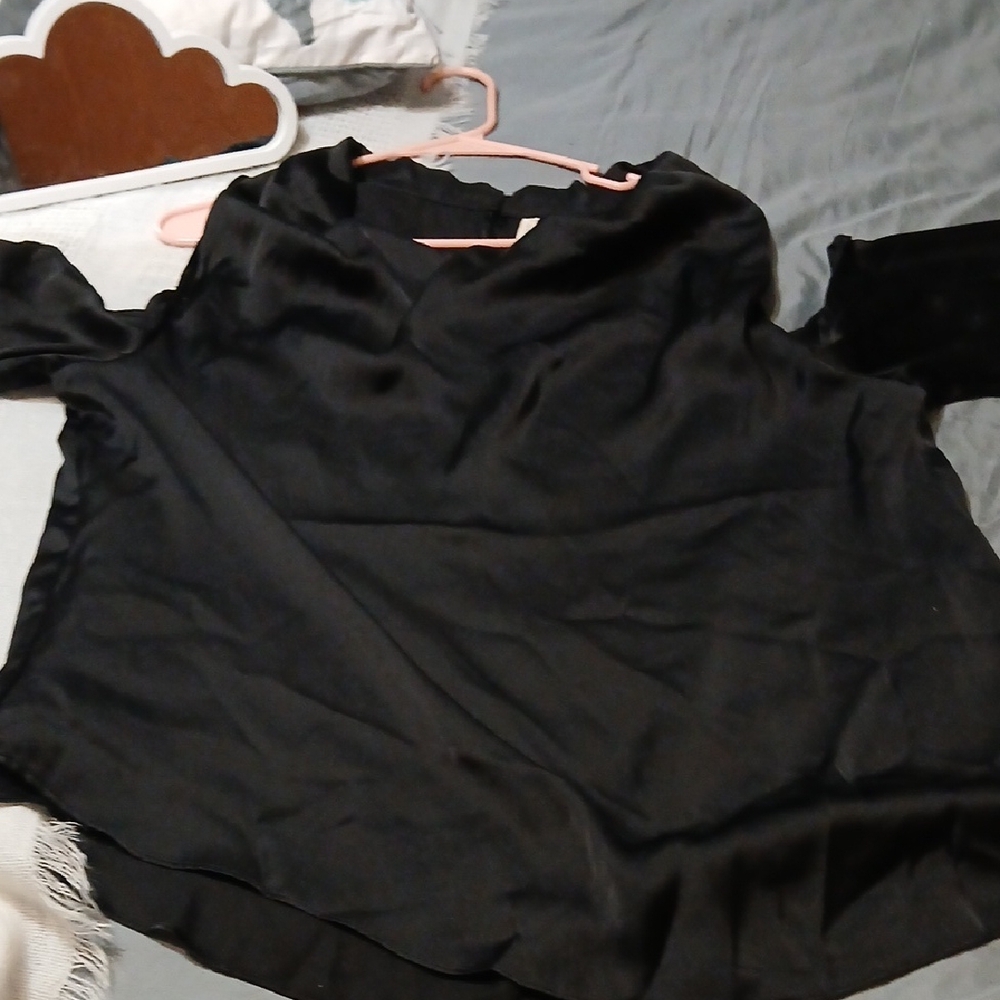 Cato Black Satin Blouse